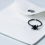 Sterling Silver Black Crystal Spider Adjustable Ring, thumbnail 6 of 7