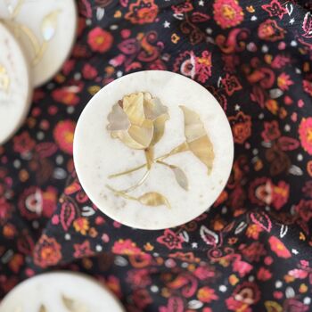 Marble Inlay Coasters, Set Of Four, Dull Gold On White, 3 of 11