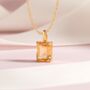 Citrine Emerald Cut Pendant Necklace In Sterling Silver And Gold, thumbnail 1 of 10