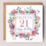 Floral 21st Birthday Card, thumbnail 1 of 3