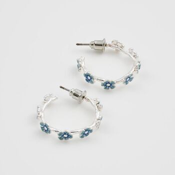 Forget Me Not Stud Hoop Earrings Silver, 2 of 6