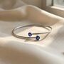 Turkish Blue Evil Eye Minimalist Sterling Silver Bangle, thumbnail 1 of 3