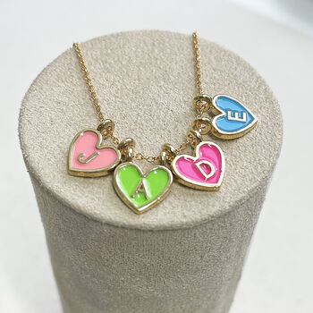 Name In Hearts Enamel Charm Necklace, 2 of 7