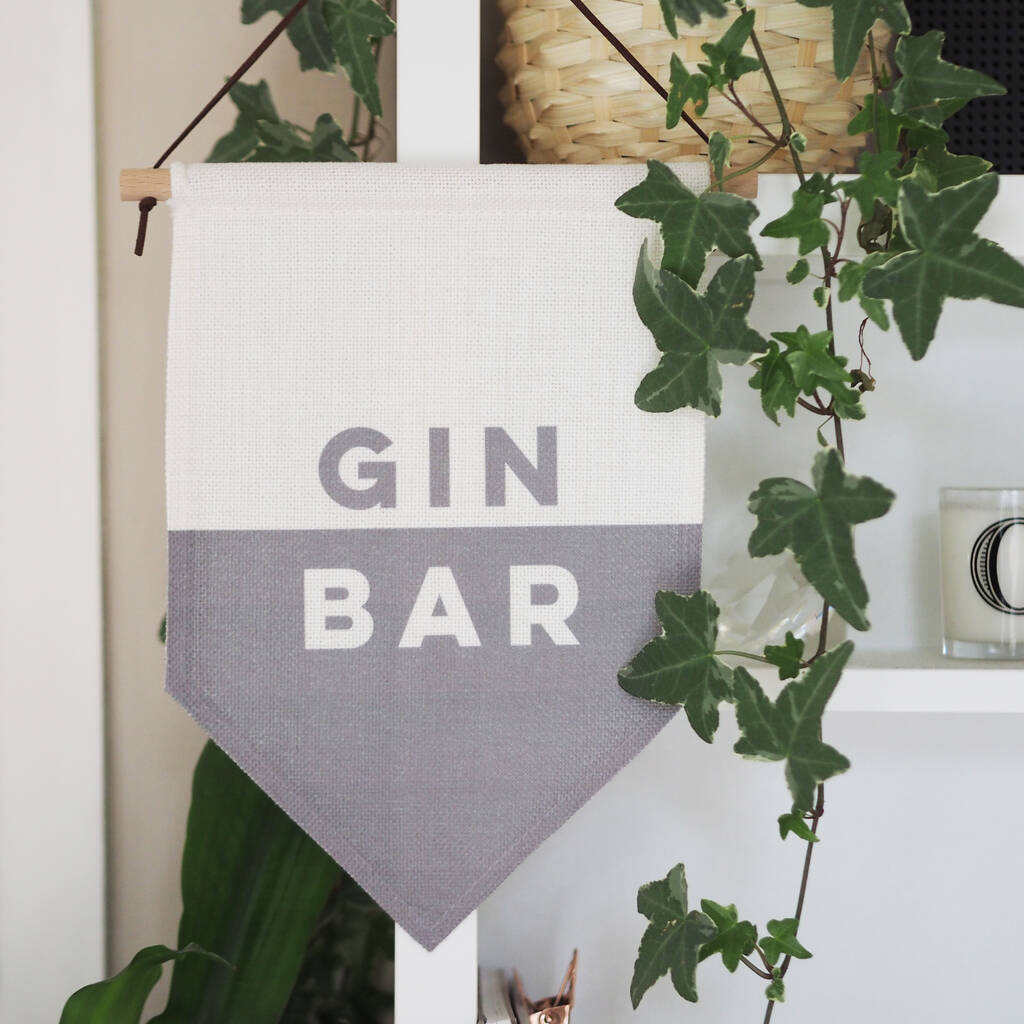 Gin Bar Linen Wall Hanging Flag By Sweetlove Press