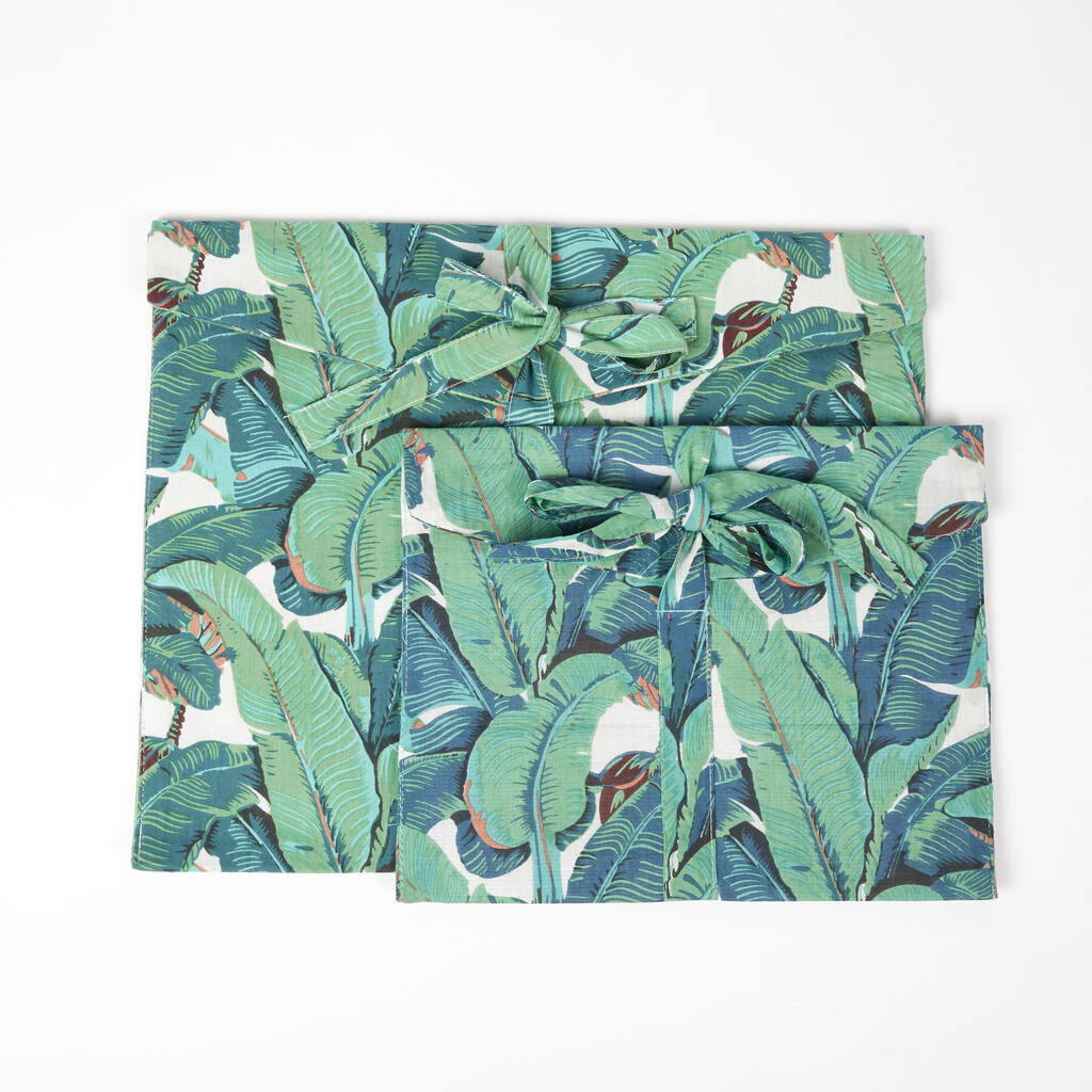 Banana Leaf Pattern Reusable Fabric Gift Bag By Forever Wraps ...