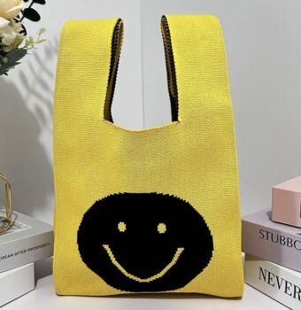 Happy Face Stretchable Woven Fabric Bag, 7 of 7