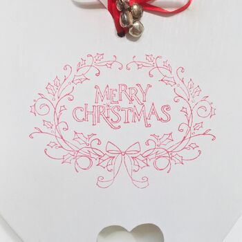 Merry Christmas Wooden Hanging Heart Decoration ~ Large, 4 of 4