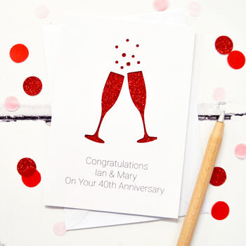 Personalised Champagne Flutes Glitter Cut Out Card, 3 of 4