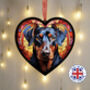 Doberman Stained Glass Effect Heart Suncatcher, thumbnail 1 of 3