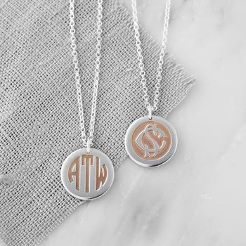 Sterling Silver Rose Gold Plated Monogram Necklace, 6 of 7