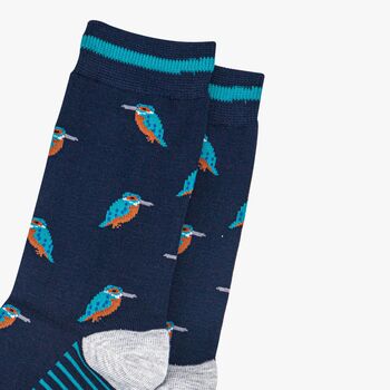 Kingfisher Birds Bamboo Socks Men's Navy Blue, 2 of 4