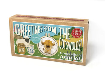 Greetings From The Cotswolds! Cow Mini Matchbox Cross Stitch Kit, 6 of 11