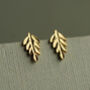 Gold Fern Leaf Stud Earrings, thumbnail 2 of 7