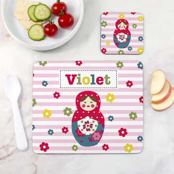 Personalised Girl's Coaster And Placemat Set, 8 of 12