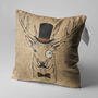 Brown Cushion Cover With Mr. Reindeer Theme, thumbnail 3 of 7