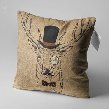 Brown Cushion Cover With Mr. Reindeer Theme, 3 of 7