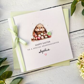 Adorable Bunny Easter Card For A Special Girl Handmade, 3 of 6