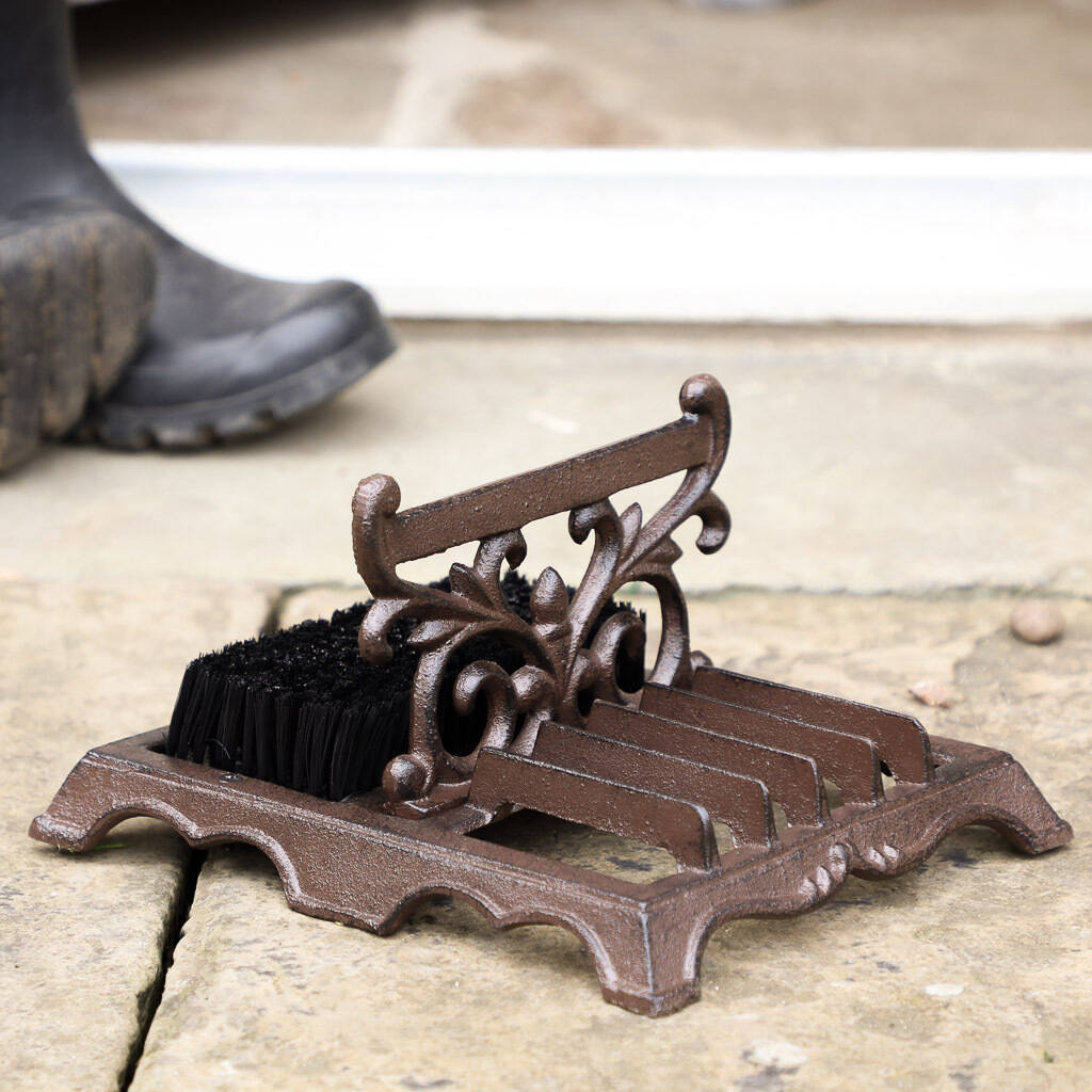 cast iron ornate shoe scraper and boot brush by dibor