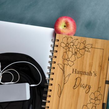 Personalised Eco Bamboo Floral Diary Notebook, 4 of 6