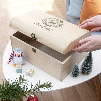 Personalised Christmas Woodland Luxury Keepsake Chest, 8 of 10