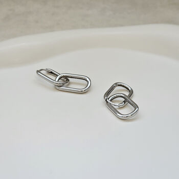 Double Oval Hoops Silver, 4 of 6