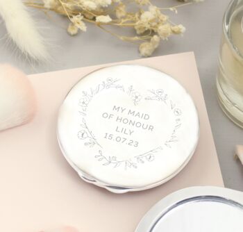 Personalised Floral Heart Compact Mirror, 2 of 4