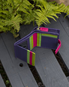 Personalised Purple Small Leather Purse Wallet Rfid Protected, 7 of 9