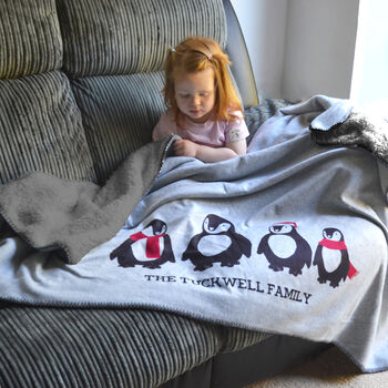 Personalised Penguin Family Blanket, 2 of 12