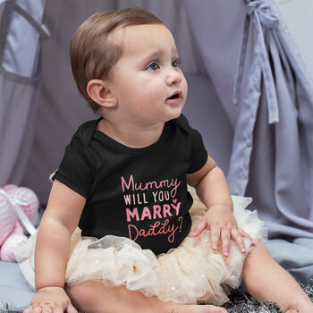 Organic Cotton Mummy Will You Marry Daddy Baby Grow, 5 of 5