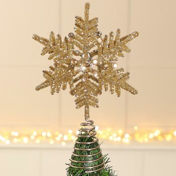 Champagne Gold Snowflake Christmas Tree Topper, 5 of 8