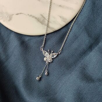 Butterly Zircon Crystal Pendant Necklace, 5 of 7