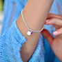 Double Strand Silver Initial Birthstone Bracelet, thumbnail 1 of 7