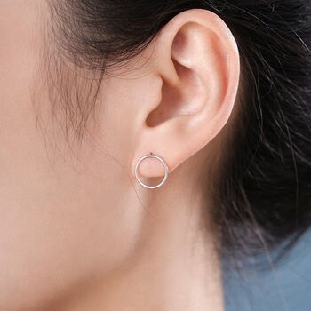 Sterling Silver Minimalist Open Circle Stud Earrings, 7 of 12