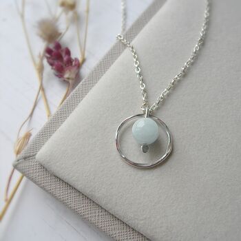 Aquamarine Sterling Silver Circle Necklace, 2 of 5