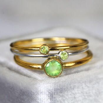 Green Peridot Solitaire Ring Gold Or Silver, 2 of 11