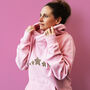 Luxe Cross Neck Pink Hoodie, thumbnail 1 of 9