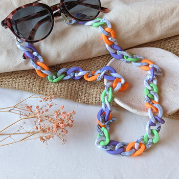 Glasses Chain Purple, Marble, Green And Orange Acrylic, 2 of 11