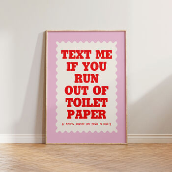 Text Me Funny Bathroom Wall Art Print, 5 of 9