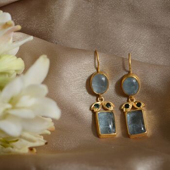 Bathsheba Aquamarine Drop Earrings, 3 of 3