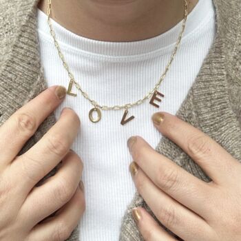Feliz Navidad Christmas Gold Plated Love Charm Chain Necklace, 3 of 4
