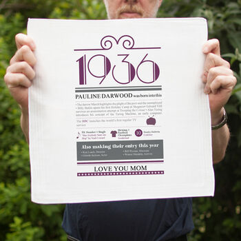 Personalised 90th Birthday Gift 1936 Handkerchief Pair, 3 of 9