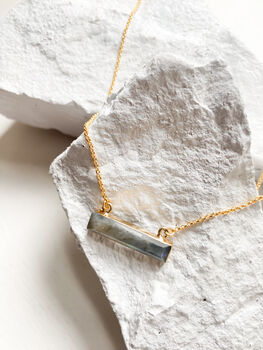 Labradorite Rectangle Necklace 18k Gold Plated Christmas Gift Present, 3 of 6