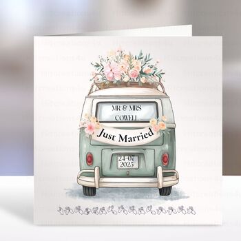 Camper Van Wedding Card Personalised, 4 of 7
