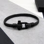Men's Nautical Shackle And Woven Leather Bracelet, thumbnail 2 of 5