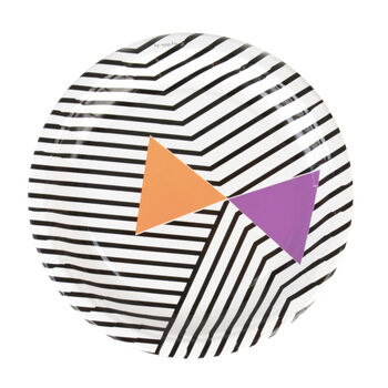 Black Graphic Patterned Paper Party Plates And Cups, 3 of 4