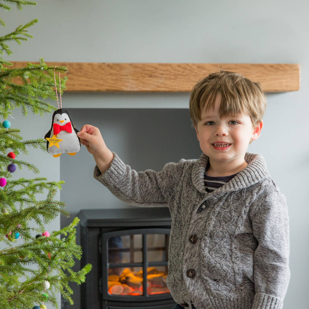 personalised penguin christmas decoration by miss shelly designs