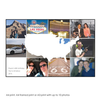 Personalised Travel Destination Photo Collage Map, 9 of 12