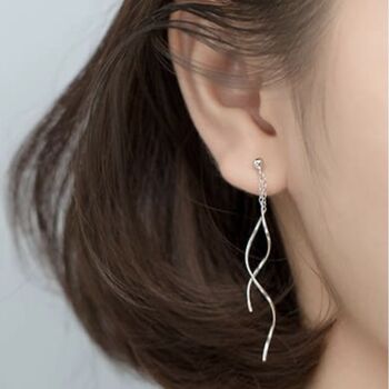 Sterling Silver Twisted Tassel Earrings, 2 of 4