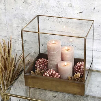 Antique Brass And Glass Display Box Lantern, 7 of 8