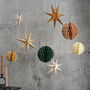 Stars And Honeycomb Hanging Christmas Decorations, thumbnail 1 of 3